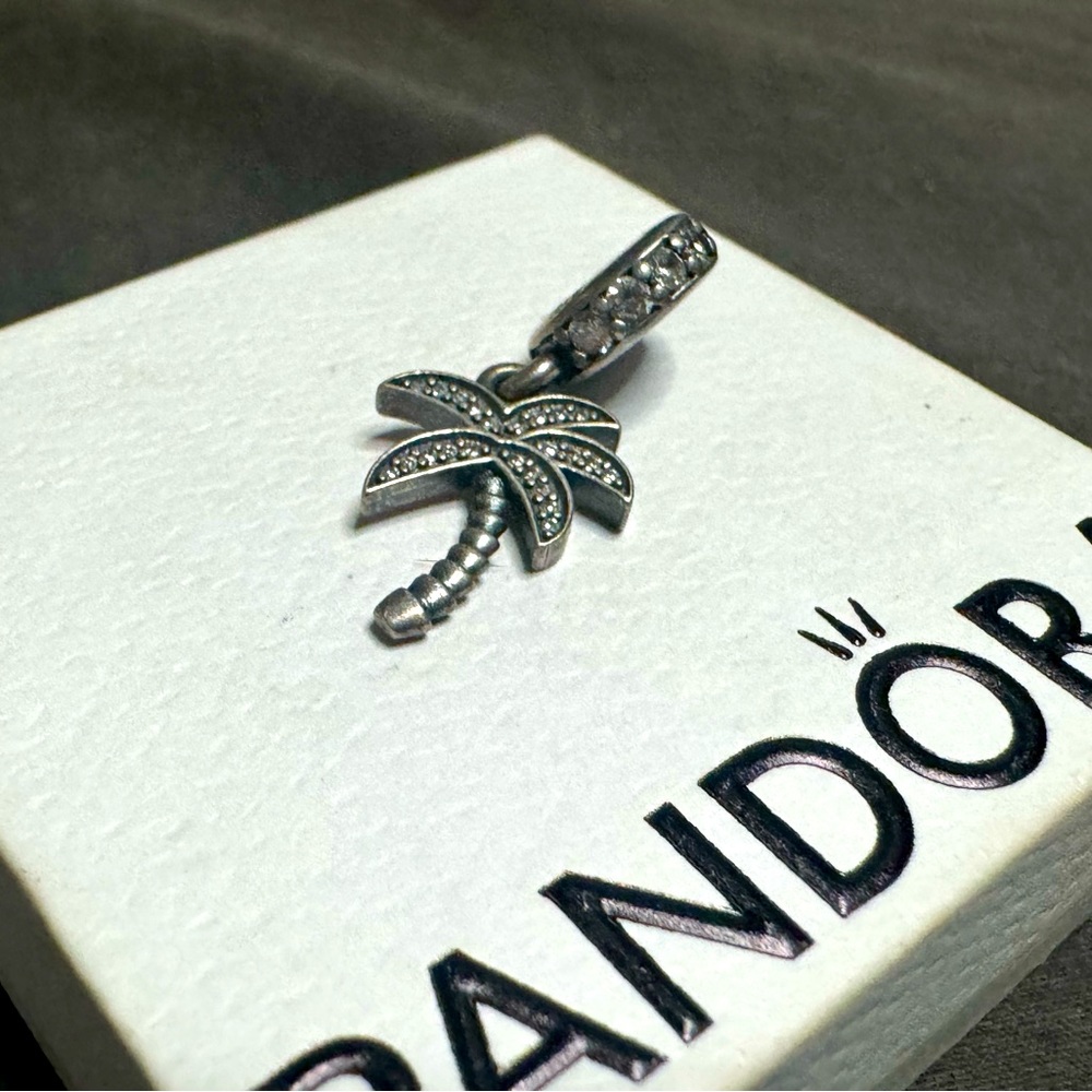 Authentic Pandora Palm Tree Charm with CZ